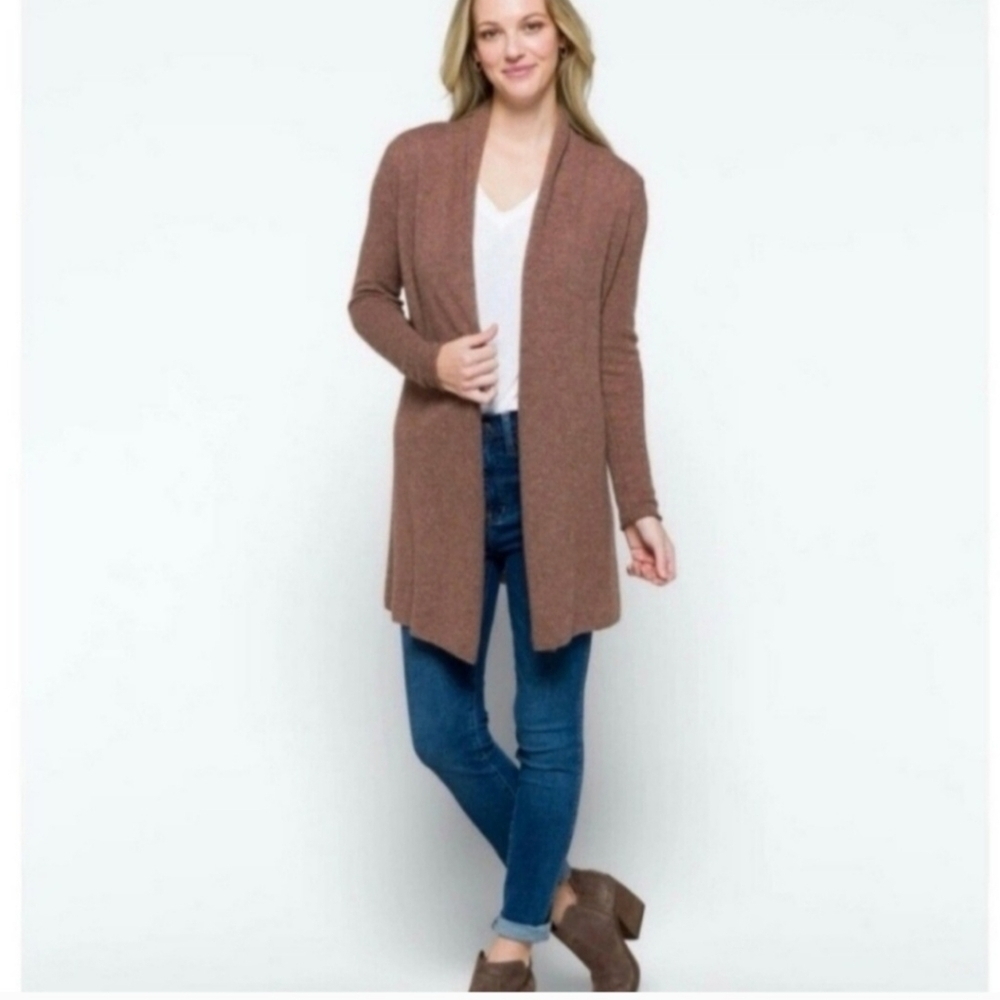 Lusso open front waterfall cashmere cardigan sweater